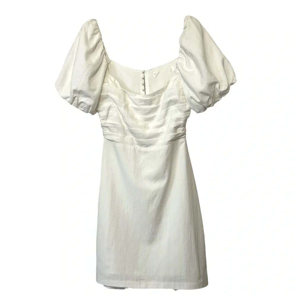 Cinq à Sept‎ Odele Puff Sleeve Mini Body-con Dress, Off White, Size Small